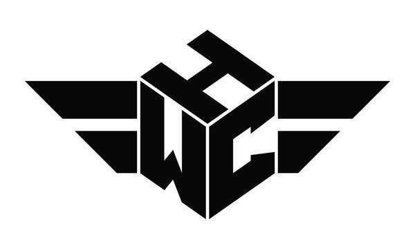 HWC three letter gaming logo in polygon cube shape logo design vector template. wordmark logo | emblem logo | monogram logo | initial letter logo | sports logo | minimalist logo | typography logo |
