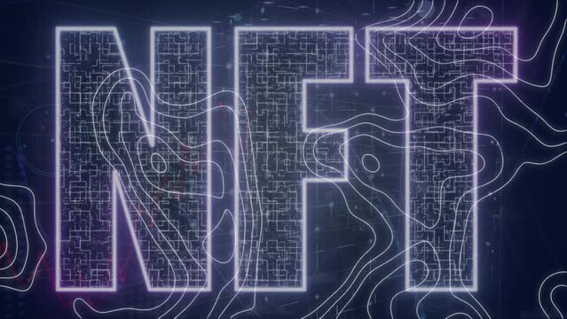 Animation of nft text over dark background
