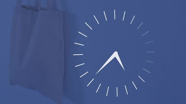 Animation of clock moving over shopping bag