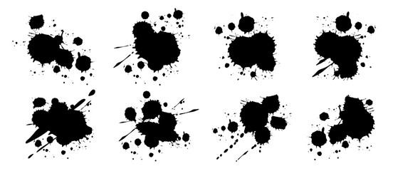 Abstract black watercolor ink blobs - 7