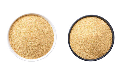 organic dry amaranth in a ceramic plate isolated on white background top view.