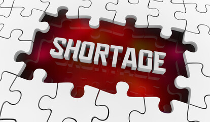 Shortage Low Supply Puzzle Out of Stock Inventory Supplies 3d Illustration