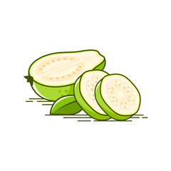 Half piece of White Guava icon with round slices of guava fruit
