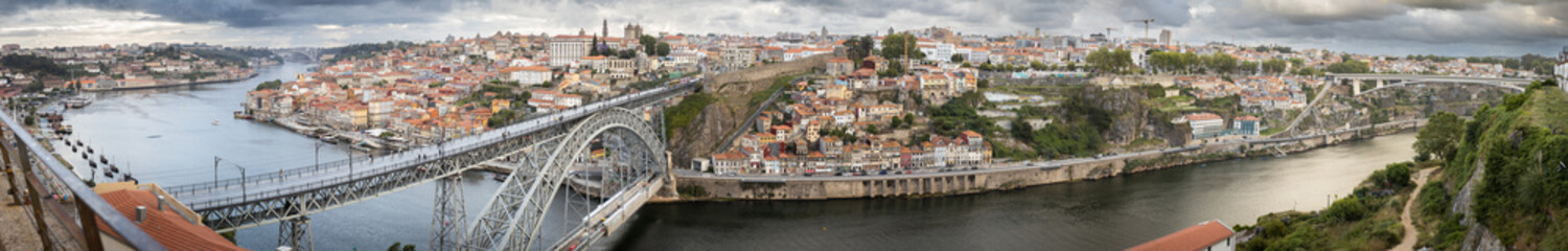 Viewing from the Monastery da Serra do Pilar to the bridge Ponte Dom Luís I and the Ribeira...