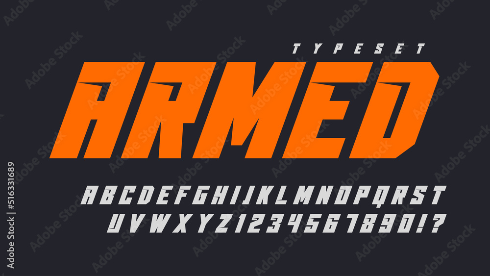 Poster dynamic alphabet design, typeface, letters and numbers