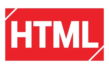 HTML text written on red stamp sign.