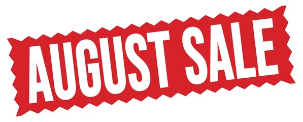 AUGUST SALE text written on red stamp sign.