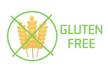 Gluten free icon with grain or wheat symbol. Food allergy label or logo. Vector illustration.