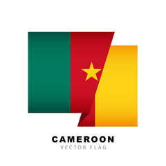 Colorful Cameroon flag logo. Flag of Cameroon. Vector illustration isolated on white background.