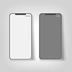 Mobile white phone mockups with blank screens.