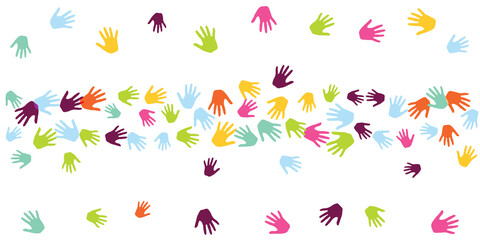 Creative children handprints preschool education concept vector