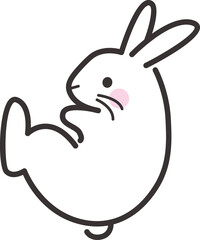 シンプルな丸まる白いウサギ