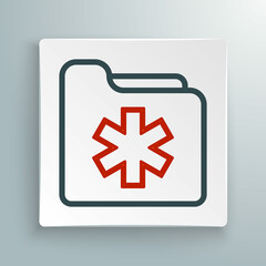 Obraz premium Line Medical health record folder for healthcare icon isolated on white background. Patient file icon. Medical history symbol. Colorful outline concept. Vector