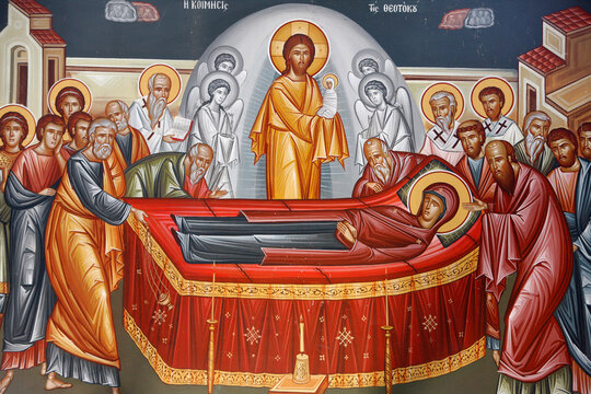 Painting in Capharna&Yuml;m (Capernaum) Greek orthodox church : Mary's Dormition