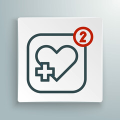 Fototapeta premium Line Smartphone with heart rate monitor function icon isolated on white background. Colorful outline concept. Vector