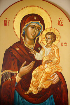 Icon in Mary Magdalene Russian orthodox church on Mount of olives : Virgin and child
