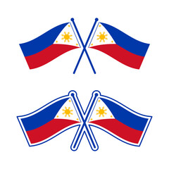 交差したフィリピン国旗のアイコンセット
