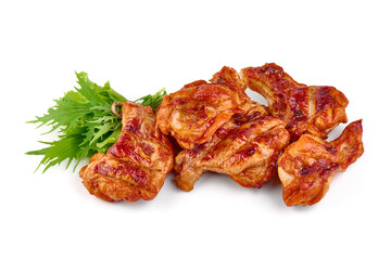 Buffalo BBQ Chicken Legs, isolated on white background.