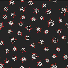 Line 3d modeling icon isolated seamless pattern on black background. Augmented reality or virtual reality. Vector