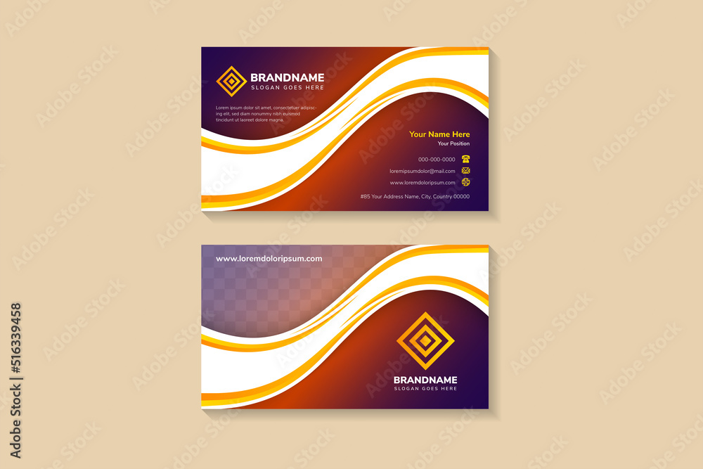 Aufkleber abstract curve business card design template with space for photo and text. combination blue, red an