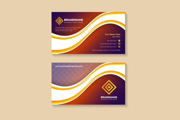 abstract curve business card design template with space for photo and text. combination blue, red and yellow gradient colors elements on white background.