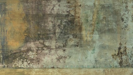 Grunge old fresco painting on wall. Shabby antique interior decoration as grungy background.