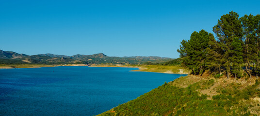 Fototapeta na wymiar panoramic view over the Iznajar reservoir, Spain