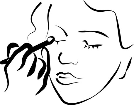 black line art makeup application clip art preview