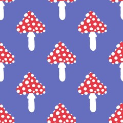 Autumn forest seamless cartoon mushrooms pattern for fabrics and kids and wrapping paper and linens and hobbies