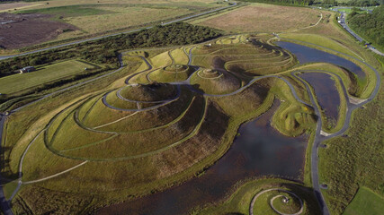 Aerial view of Northumberlandia, a giant land sculpture of a female