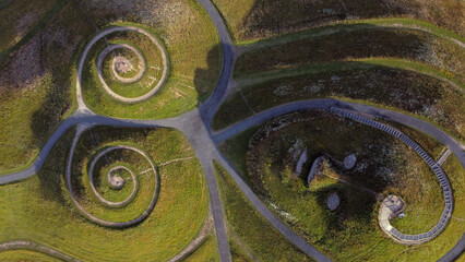 Aerial view of Northumberlandia, a giant land sculpture of a female