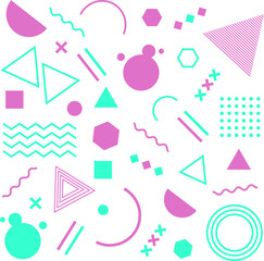 Set of geometric shapes. Memphis style, retro simple element. For advertisement, commercial brochure, sale, billboard, banner, etc. Collection of editable vector shapes.