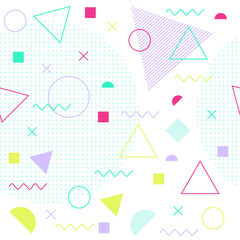 Memphis design. Abstract simple shapes set. Geometric vector shapes. For advertisement, commercial brochure, sale, billboard, banner, etc.