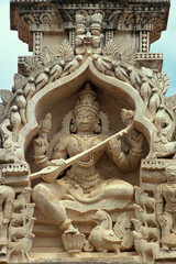 Fototapeta na wymiar Sculpture of Hindu goddess Sarasvati
