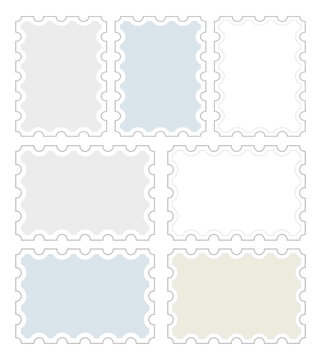 Postage stamp collection with shadow. Vector icons set.