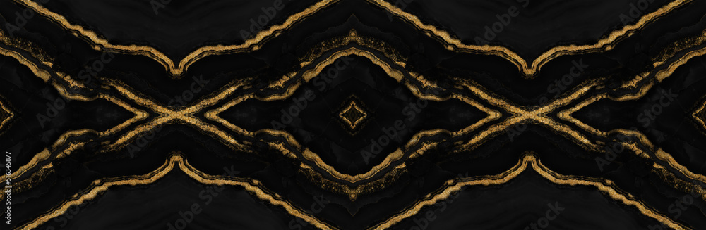 Wall mural black portoro marble with golden veins. black golden natural texture of marbl. abstract black, white