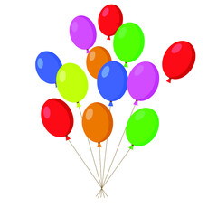 Vector of colorful helium air balloons isolated. Party, celebration, birthday concept.