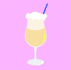 Vector of pina colada coctail isolated. Drink, smoothie.