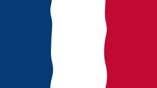 Waving Flag of France, 4K. Blue White Red Tricolor Animated Background. French Flag Wave Motion Graphics, Cartoon Hand Drawn Style. Seamless Loop for Backgrounds, Video Streaming and Channels.