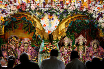 Darshan in Bhaktivedanta Manor ISKCON (Hare Krishna) temple during Janmashtami festival