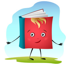 book character vector illustration . Education item in cartoon style. Funny school book or reading book with eyes and mouth. education element for for mascot, sticker or back to school design.