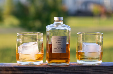 Nikka Whisky From The Barrel on ice, produced in Japan and it is bottled directly from the barrel.