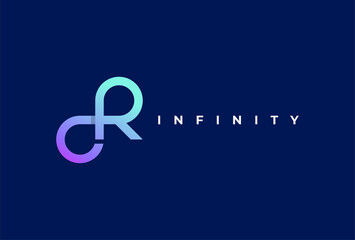 Infinity Logo,  Letter R  with Infinity combination,. suitable for technology, brand and company logos design. vector illustration - obrazy, fototapety, plakaty