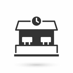 Grey Railway station icon isolated on white background. Vector