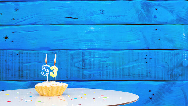  53 year, 53 anniversary, 53 birthday, fifty four, 53, age, anniversary, banner, birth, birthday cake, birthday party, blue, cake, candle, candlelight, card, celebrate, celebrating, celebration, cerem