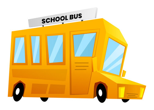 Yellow school bus classic transport. Side view on vehicle. Get education back to school.  White background.