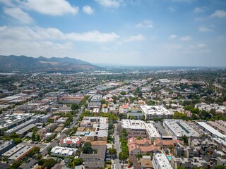 Aerial view of the architecture in Glendale, California on a sunny day