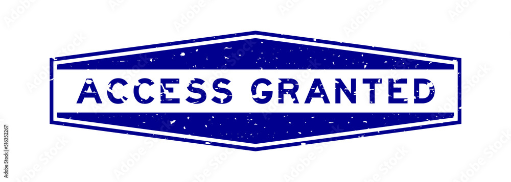 Wall mural Grunge blue access granted word hexagon rubber seal stamp on white background