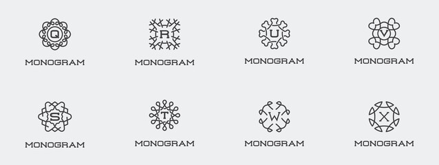 Big Set of Compact Monogram Design Template with Letter. Vector Illustration Premium Elegant Quality.