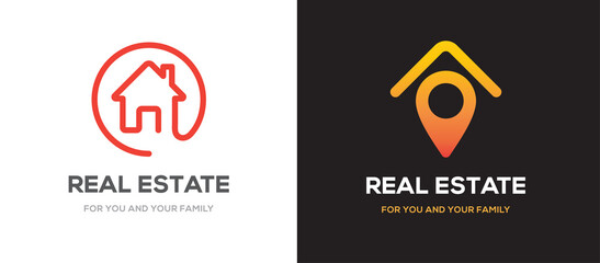 Set of Template signs for real estate agency or cottage town elite class. Real estate logo.